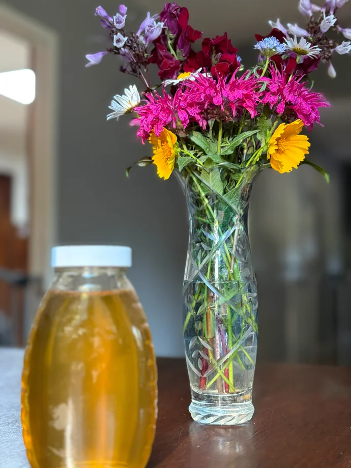 A 16 oz jar of our Wildflower Honey